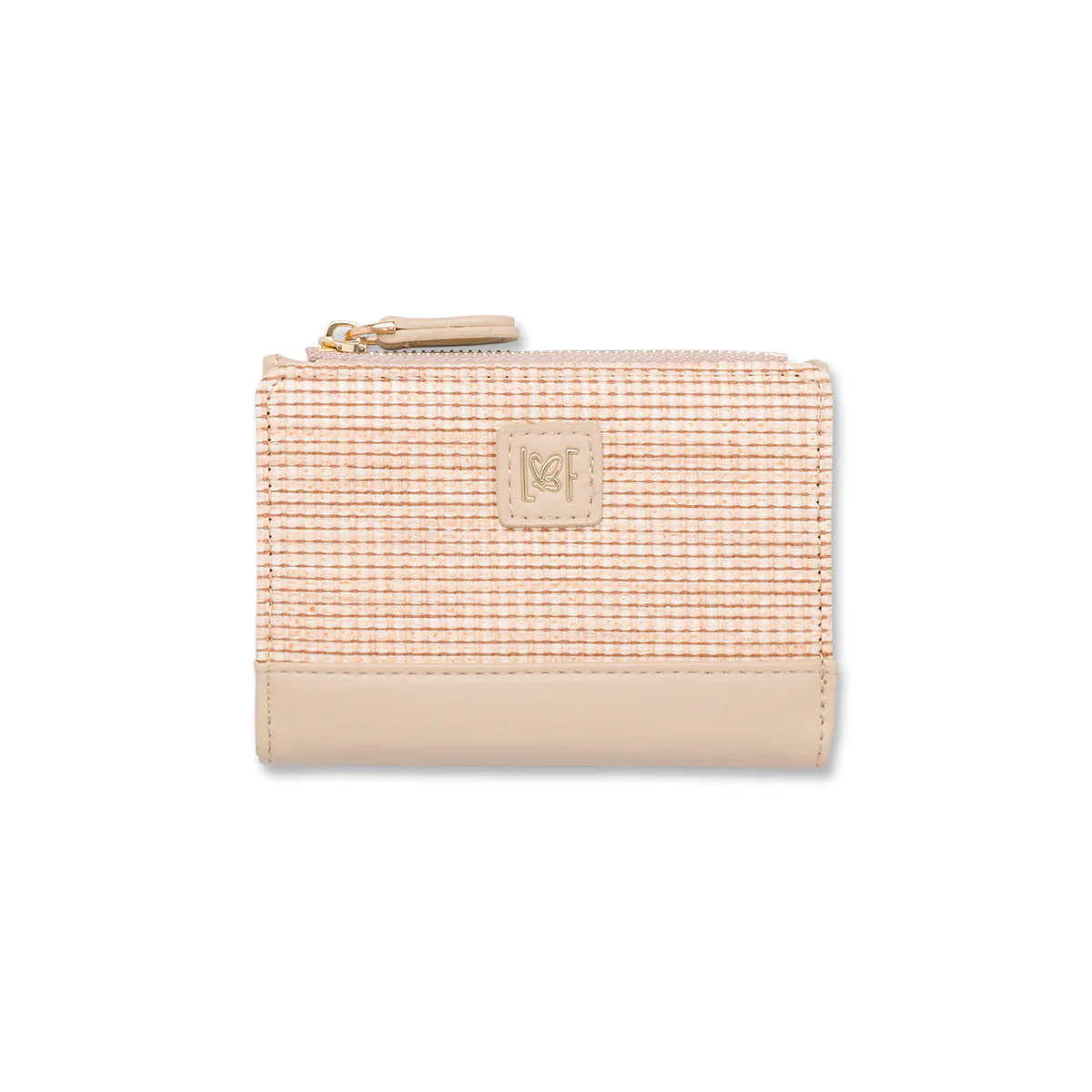 Portafoglio Beige da Donna con dettagli effetto paglia e logo Lora Ferres