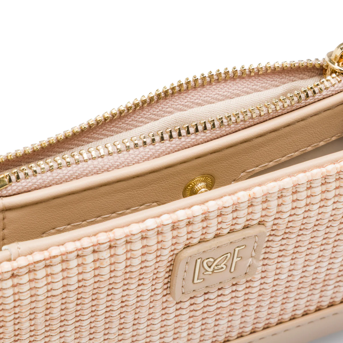 Portafoglio Beige da Donna con dettagli effetto paglia e logo Lora Ferres - Image 4