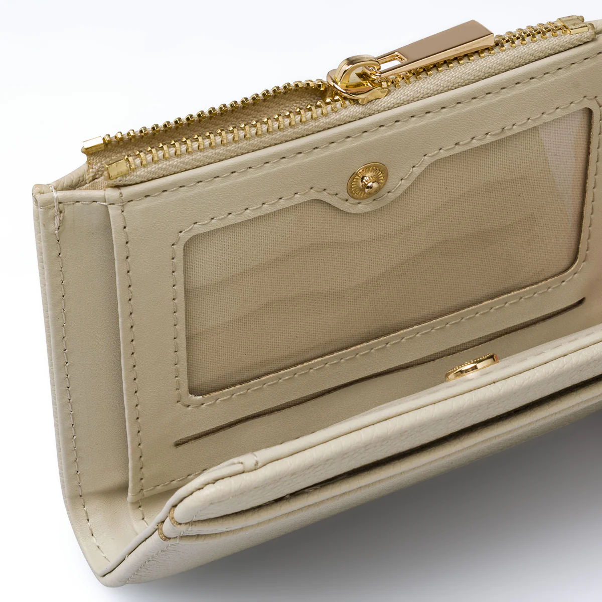 Portafoglio beige da Donna con effetto grana e taschino Lora Ferres - Image 4