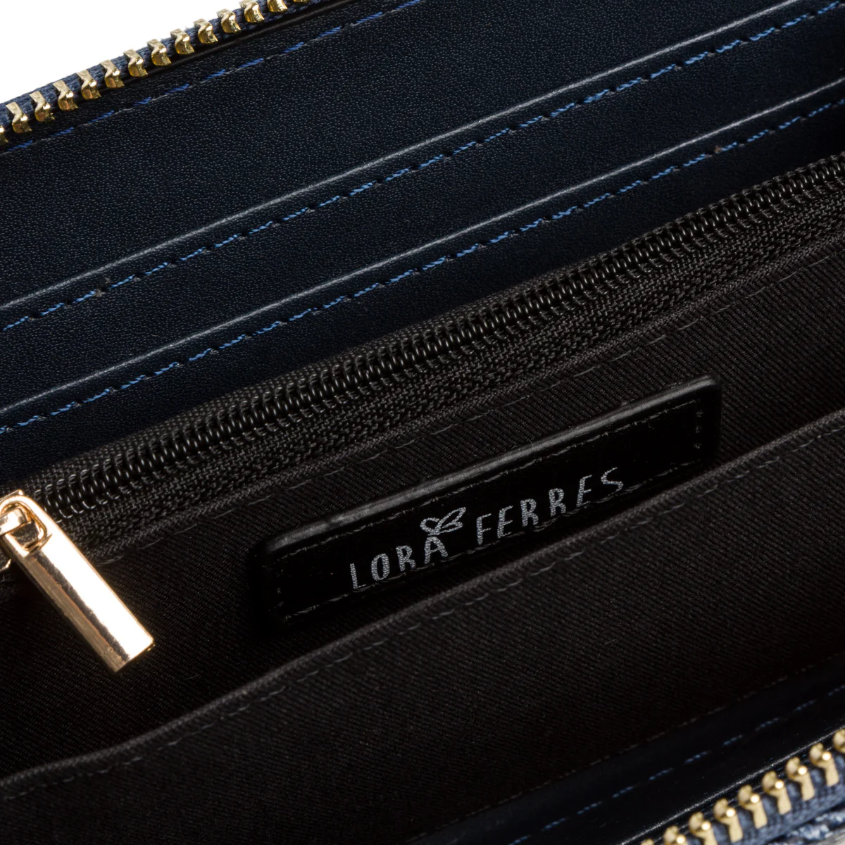 Portafoglio blu jeans da donna Lora Ferres - Image 4