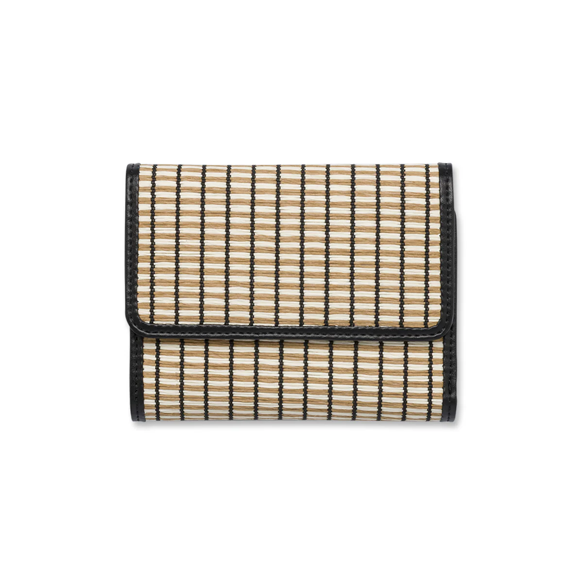 Portafoglio da Donna a righe effetto paglia nero e beige Lora Ferres