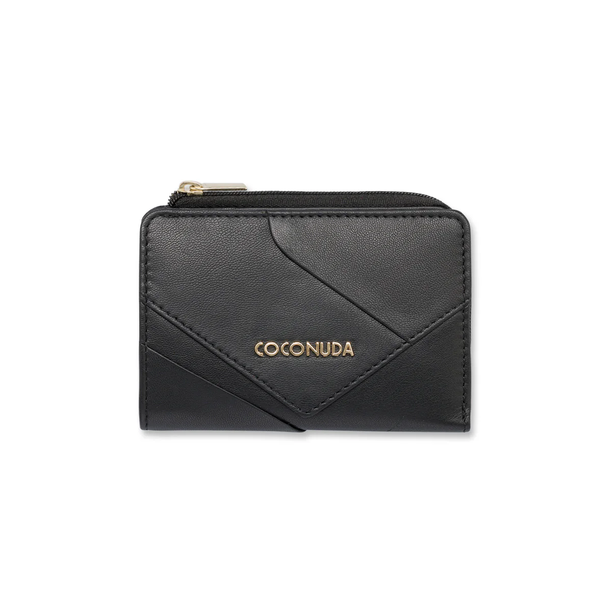 Portafoglio da donna in pelle nero con logo Coconuda