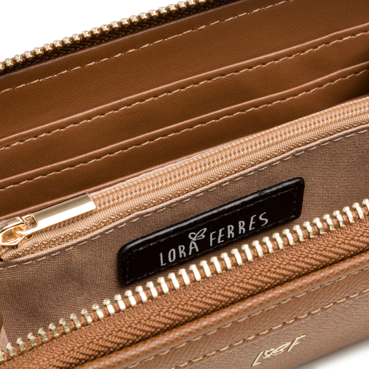 Portafoglio da donna Lora Ferres marrone con logo - Image 4