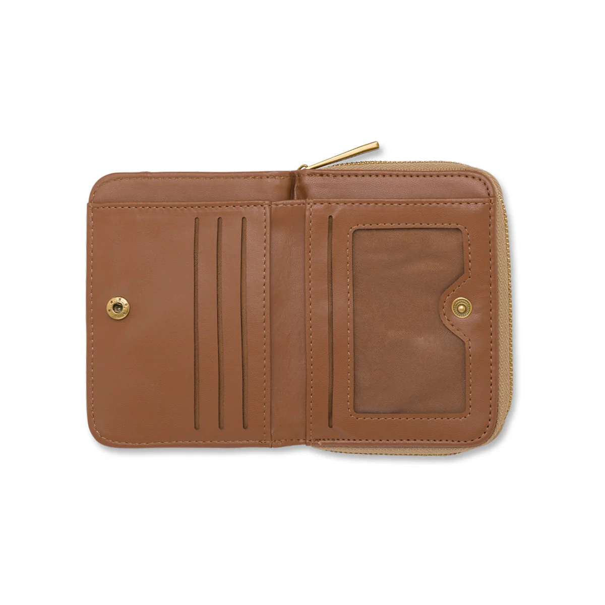 Portafoglio da Donna Marrone e Beige con scomparti e zip Lora Ferres - Image 2