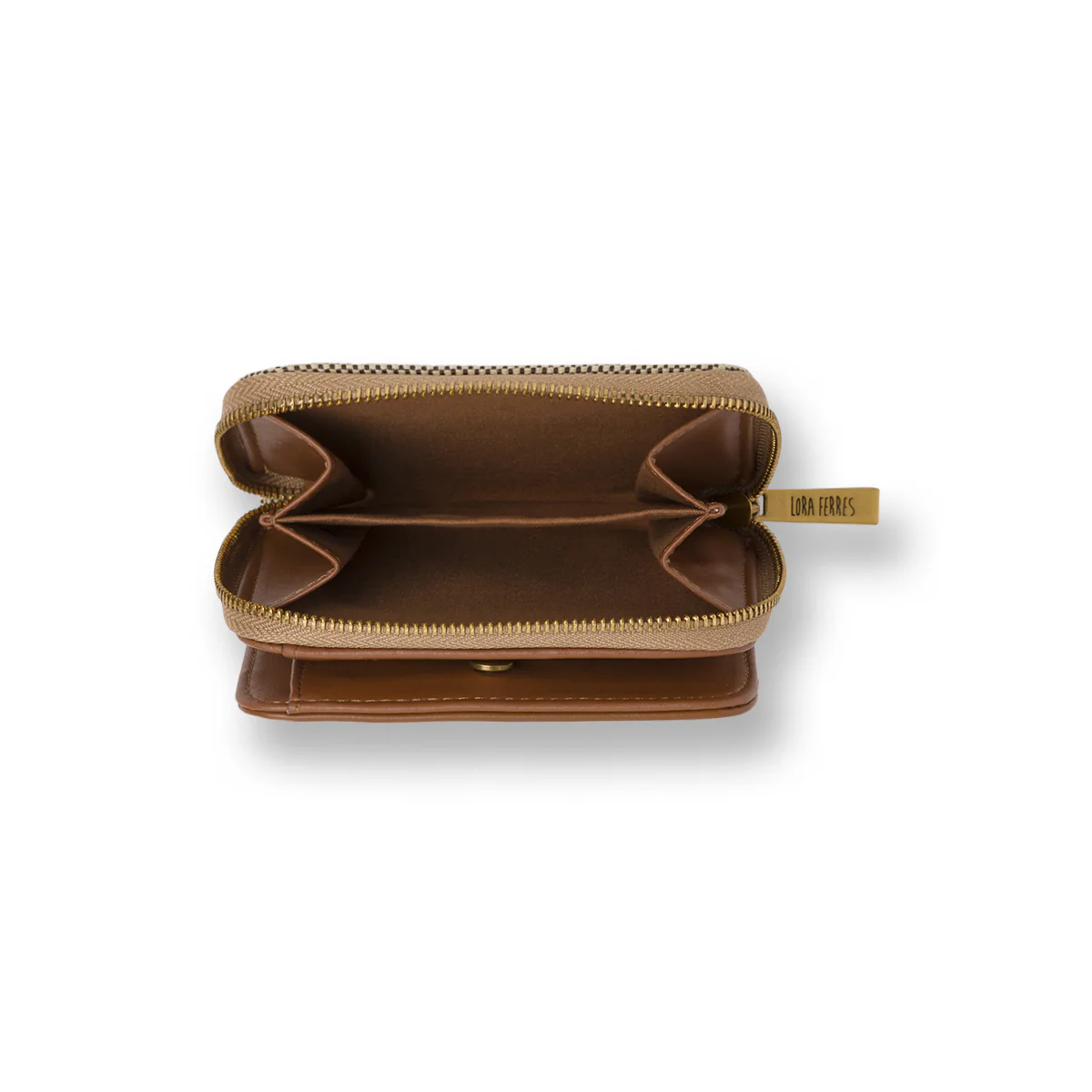 Portafoglio da Donna Marrone e Beige con scomparti e zip Lora Ferres - Image 3