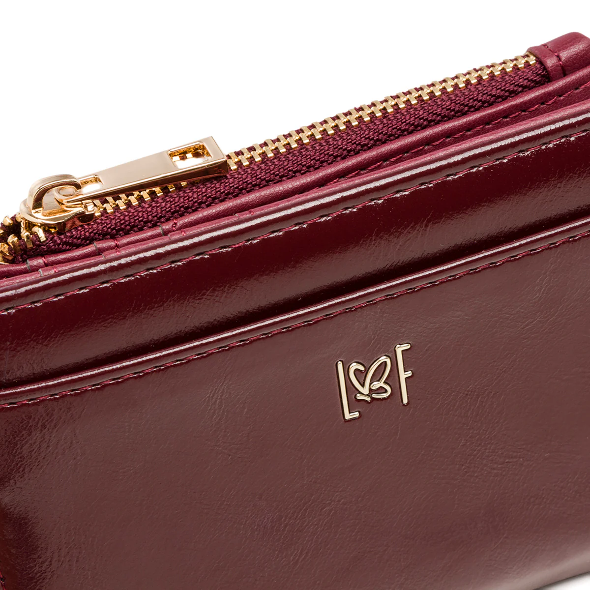 Portafoglio da donna rosso bordeaux con logo Lora Ferres - Image 4