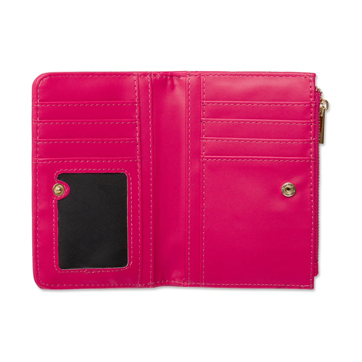 Portafoglio fucsia effetto trapuntato da donna Lora Ferres - Image 3