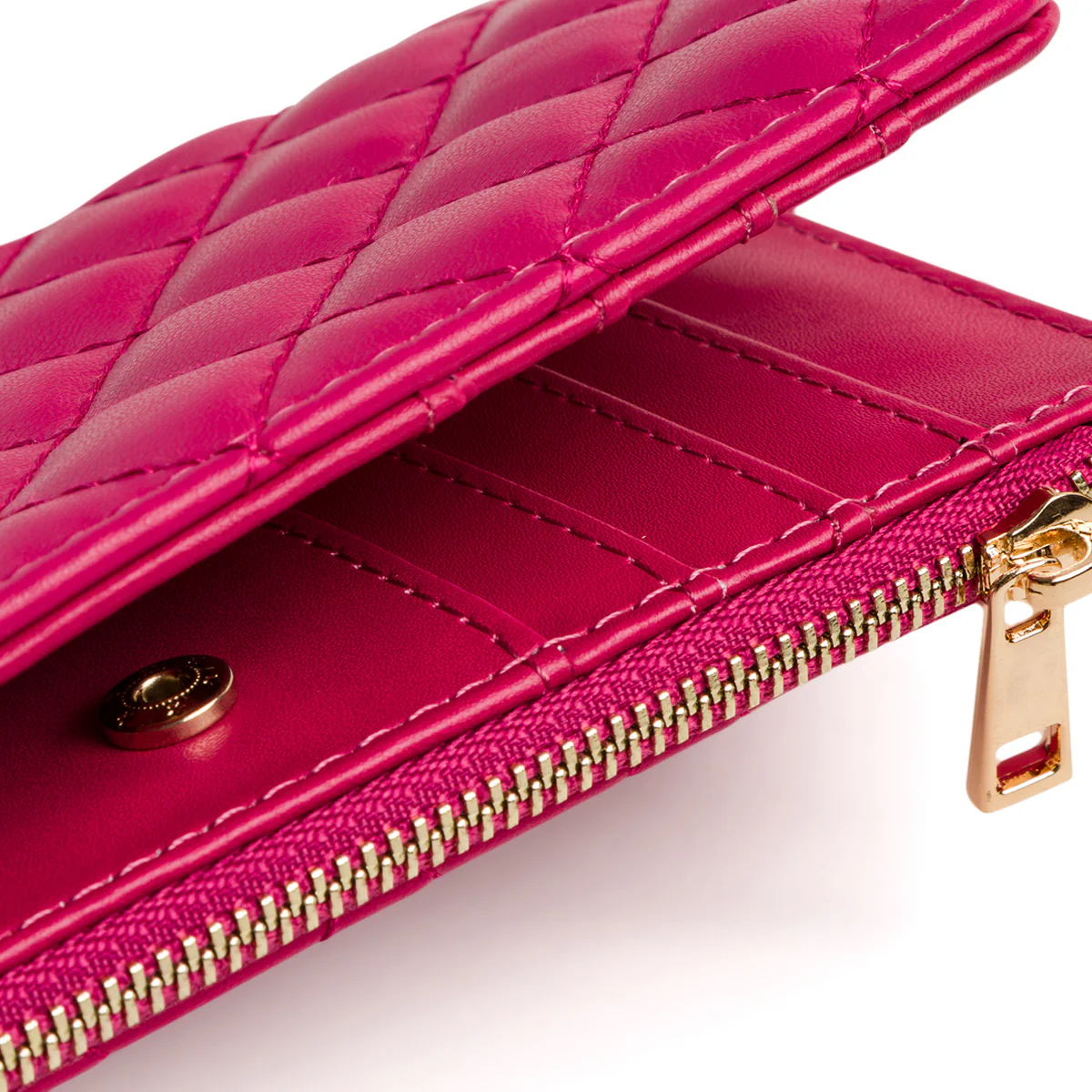 Portafoglio fucsia effetto trapuntato da donna Lora Ferres - Image 4
