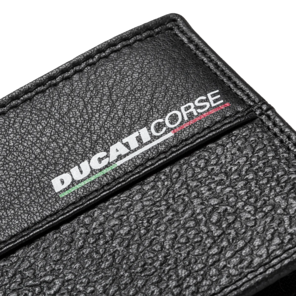 Portafoglio nero in pelle con logo Ducati Corse