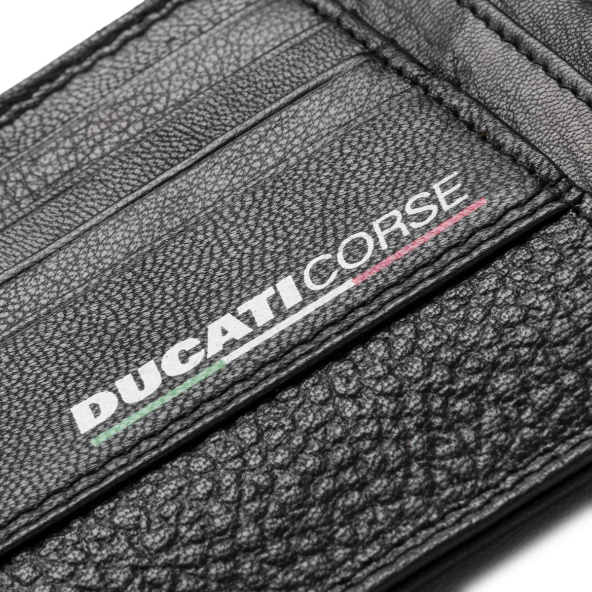 Portafoglio nero in pelle con logo Ducati Corse