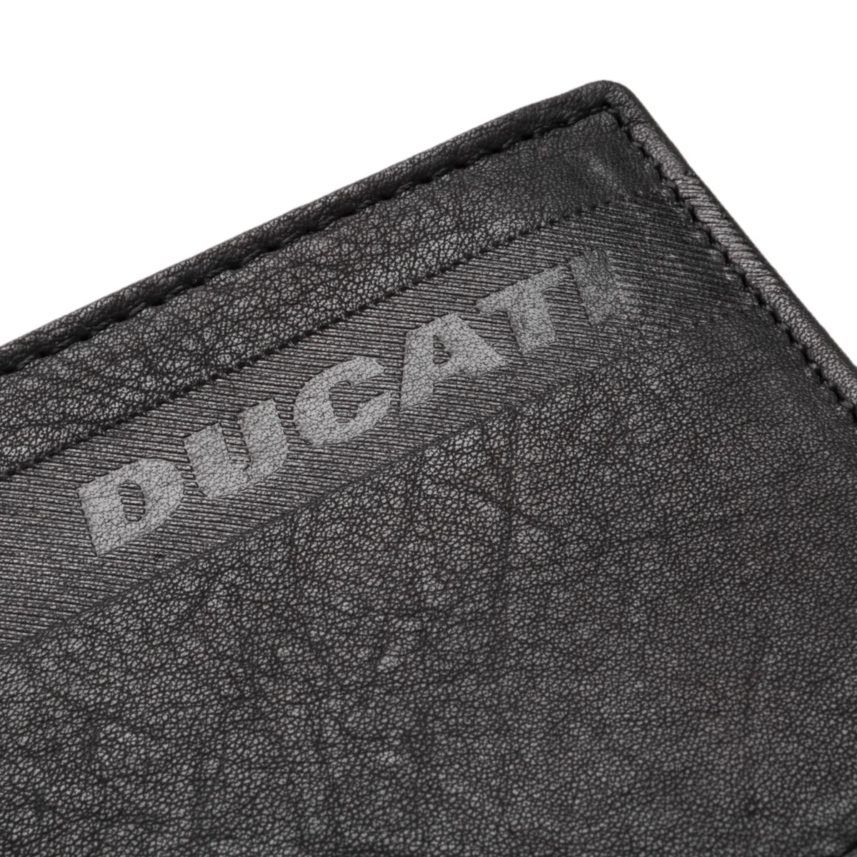 Portafoglio nero in pelle con logo Ducati