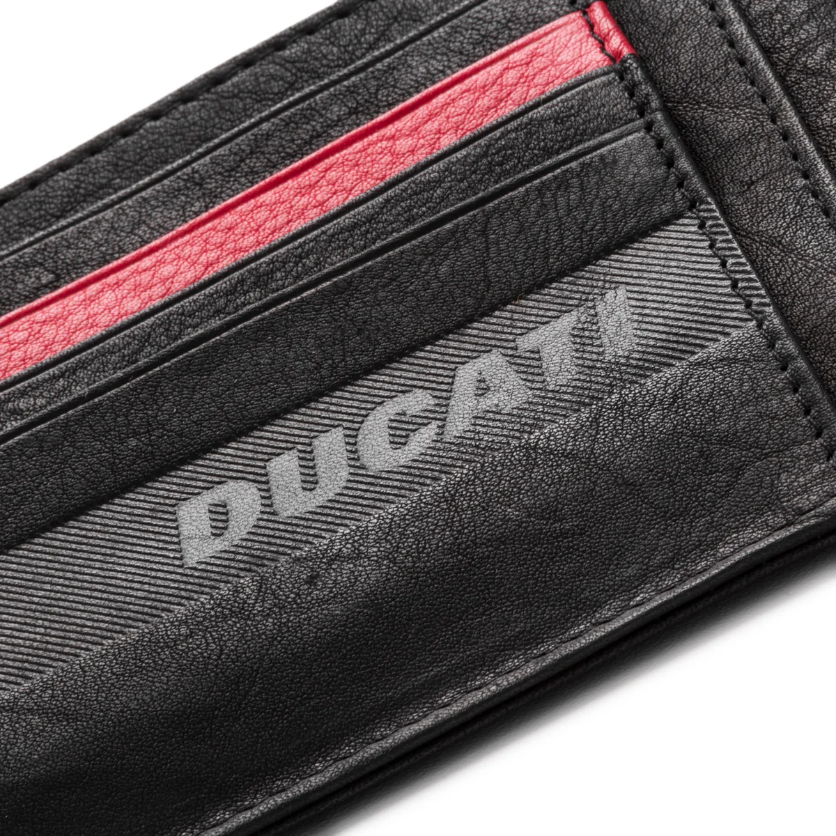 Portafoglio nero in pelle con logo Ducati