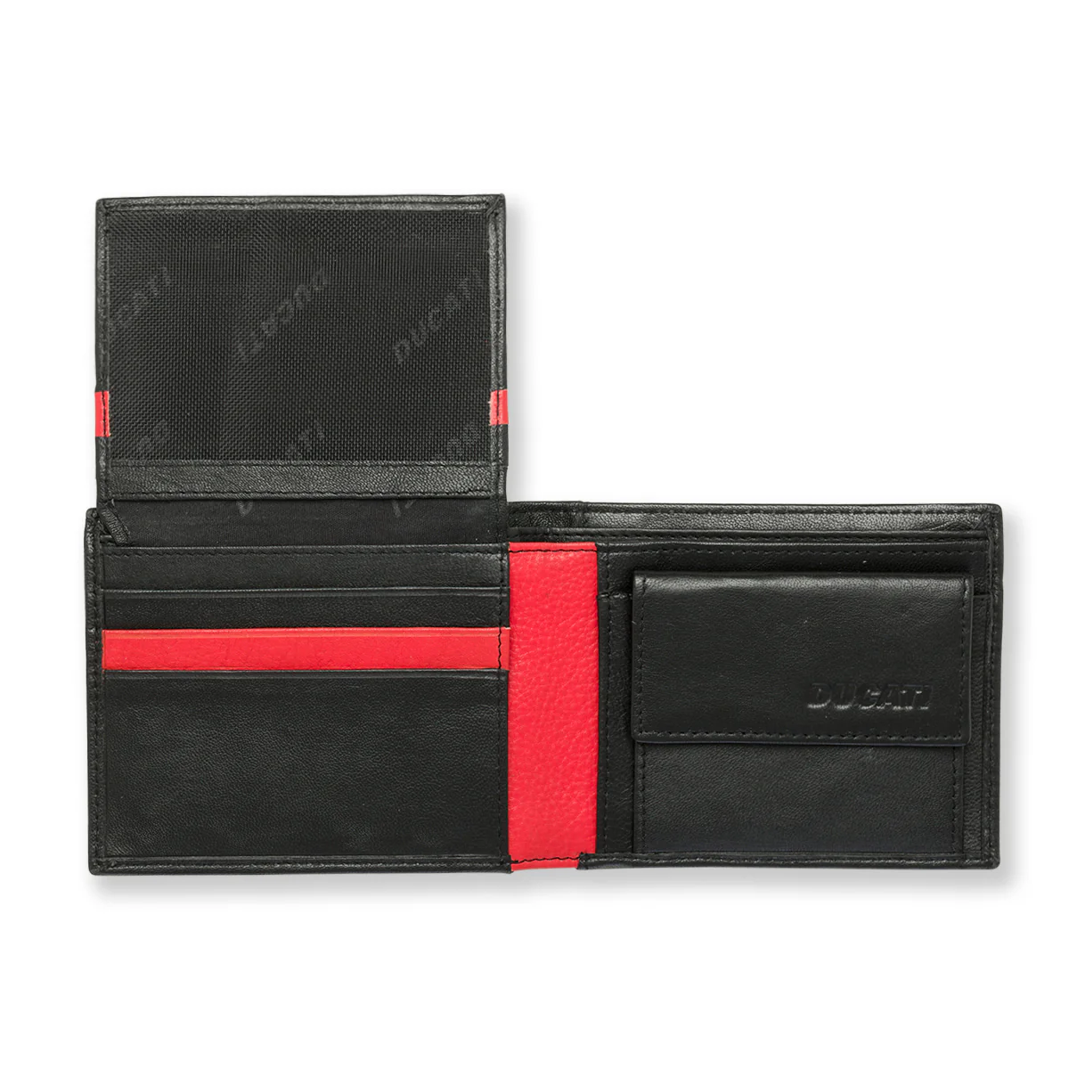 Portafoglio nero in pelle con logo Ducati - Image 4