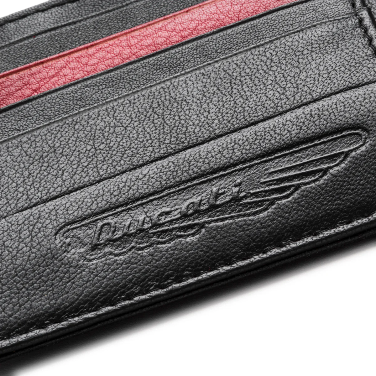Portafoglio nero in pelle con logo Ducati