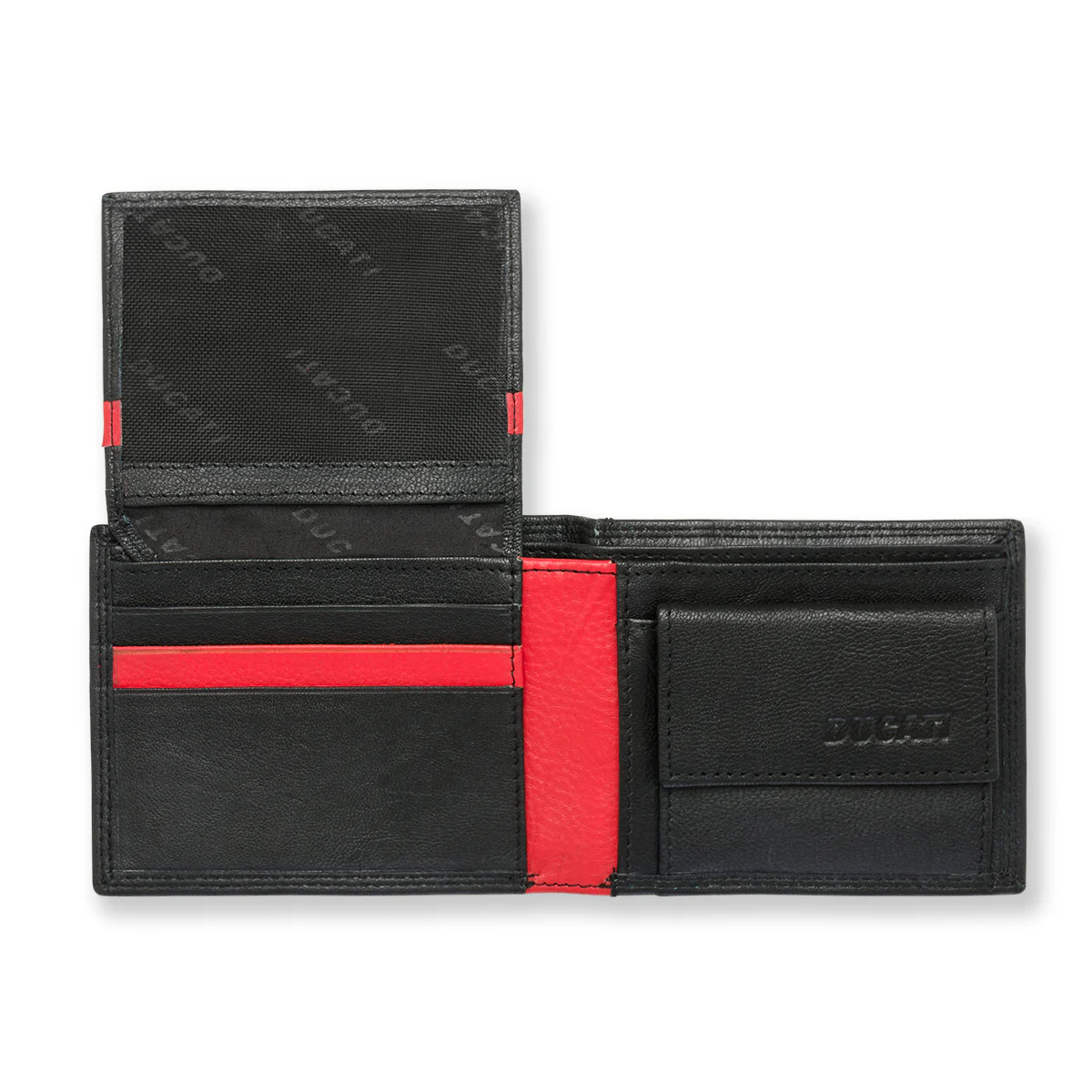 Portafoglio nero in pelle con logo Ducati - Image 4