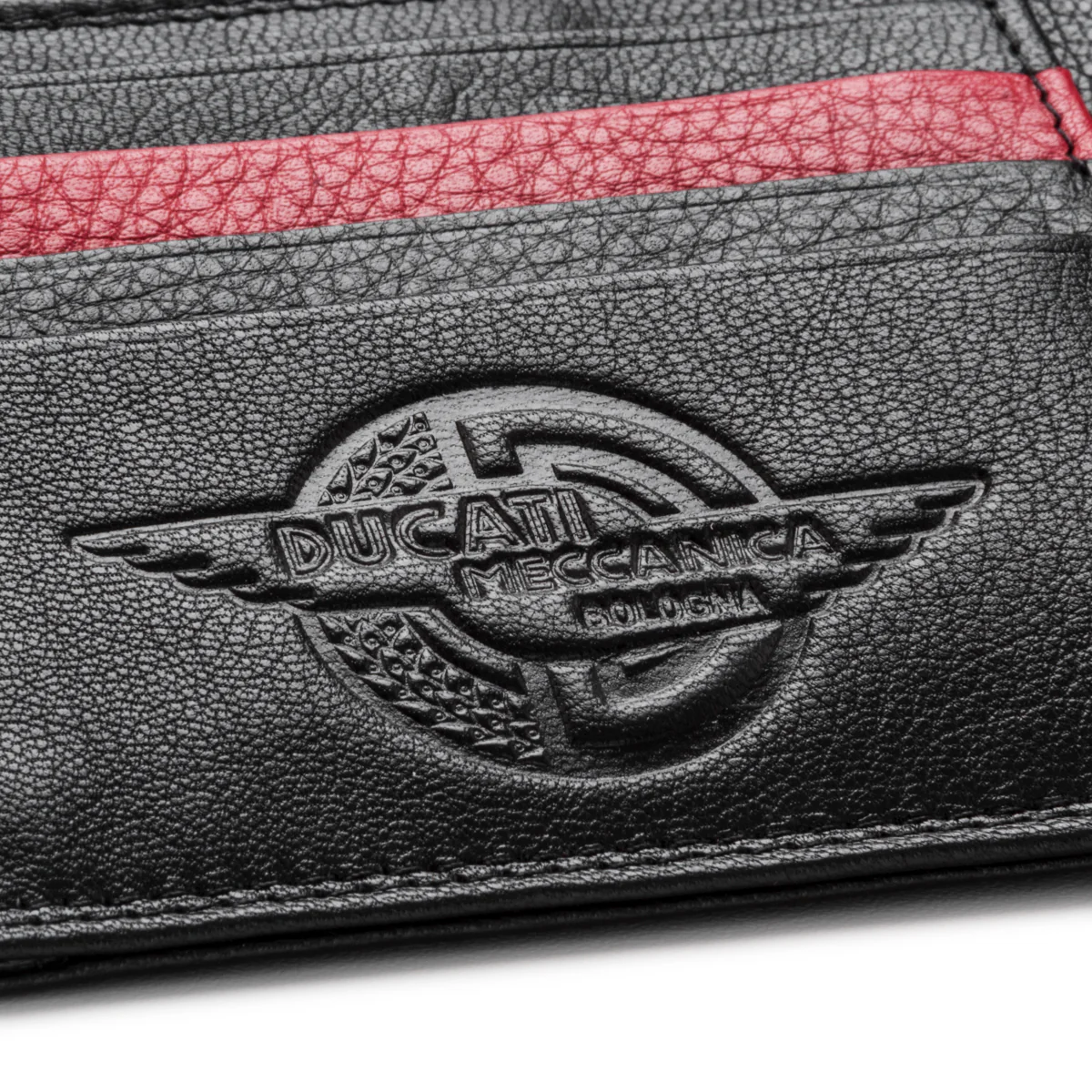 Portafoglio nero in pelle con logo Ducati