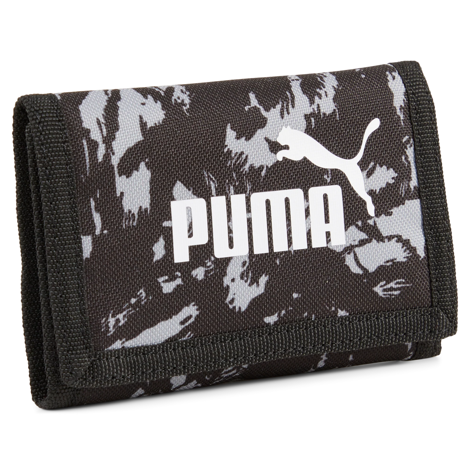 Portafoglio sportivo nero e grigio con chiusura a strappo Puma Phase