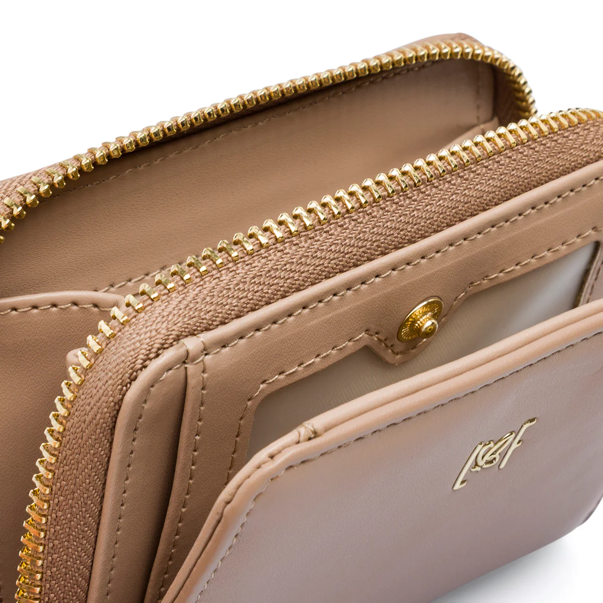 Portafoglio taupe con zip da Donna Lora Ferres - Image 2