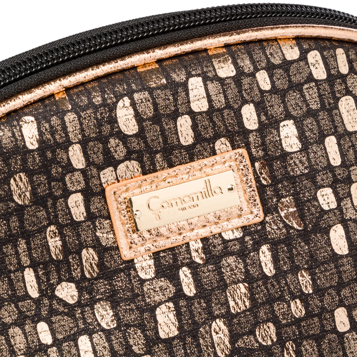 Pouch oro da donna con chiusura a zip e glitter Camomilla Milano - Image 3