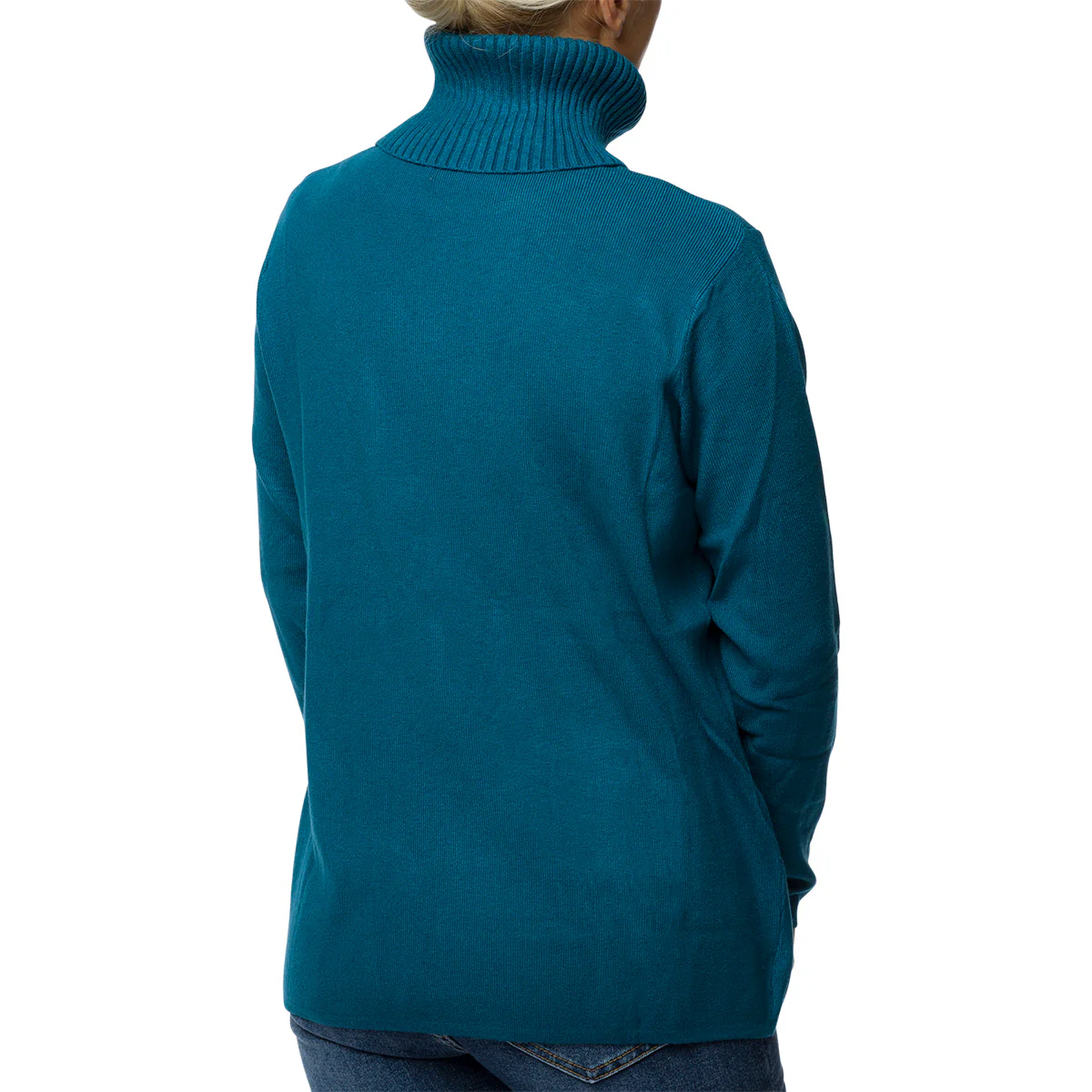 Pullover a collo alto blu da donna con taschini Swish Jeans - Image 2
