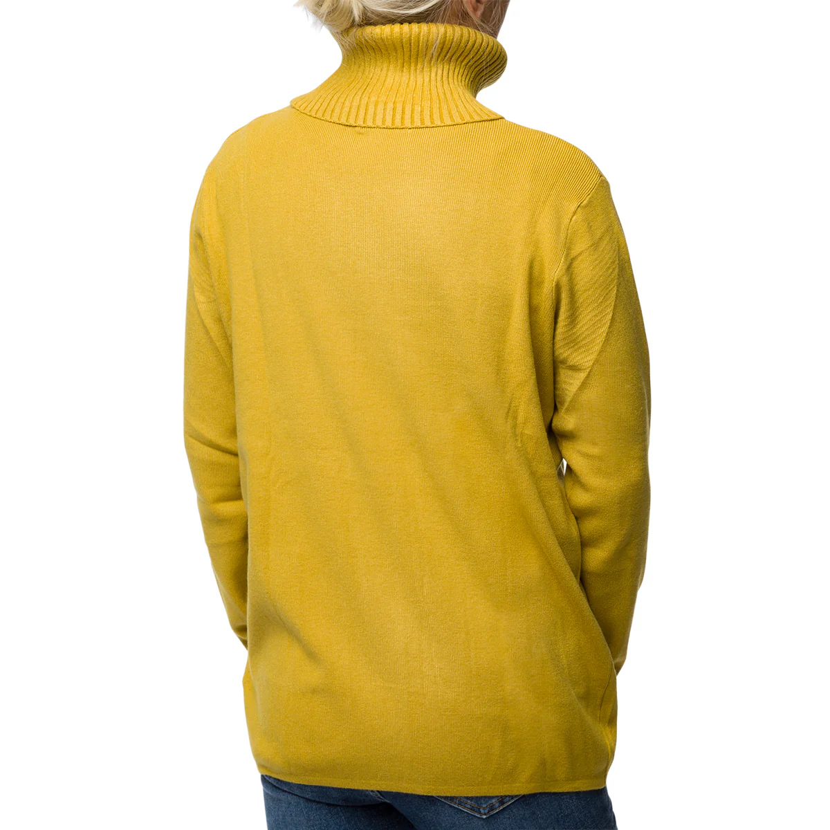Pullover a collo alto color senape da donna con taschini Swish Jeans - Image 2
