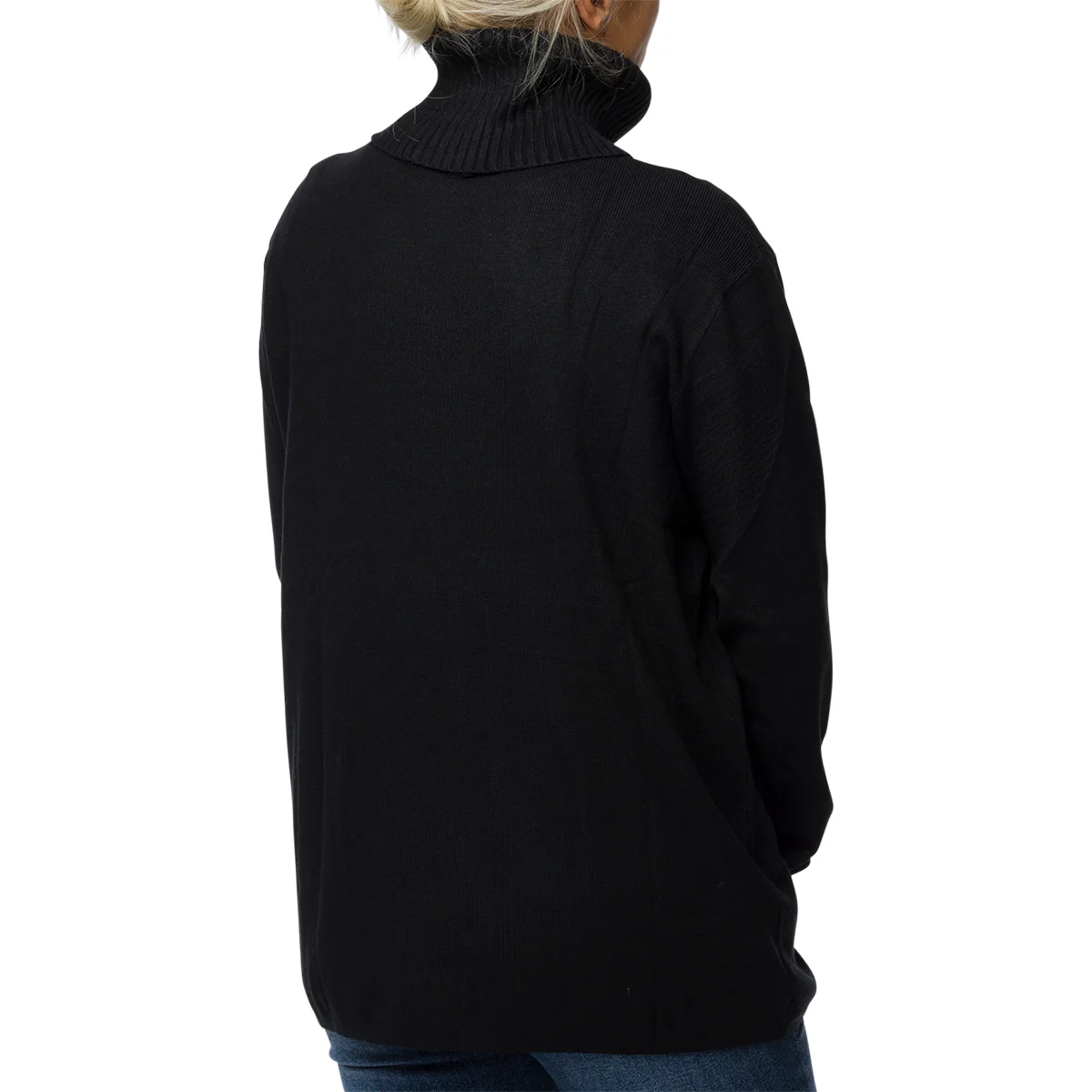 Pullover a collo alto nero da donna con taschini Swish Jeans - Image 2