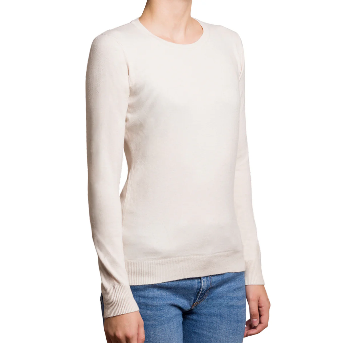 Pullover girocollo beige da donna Swish Jeans