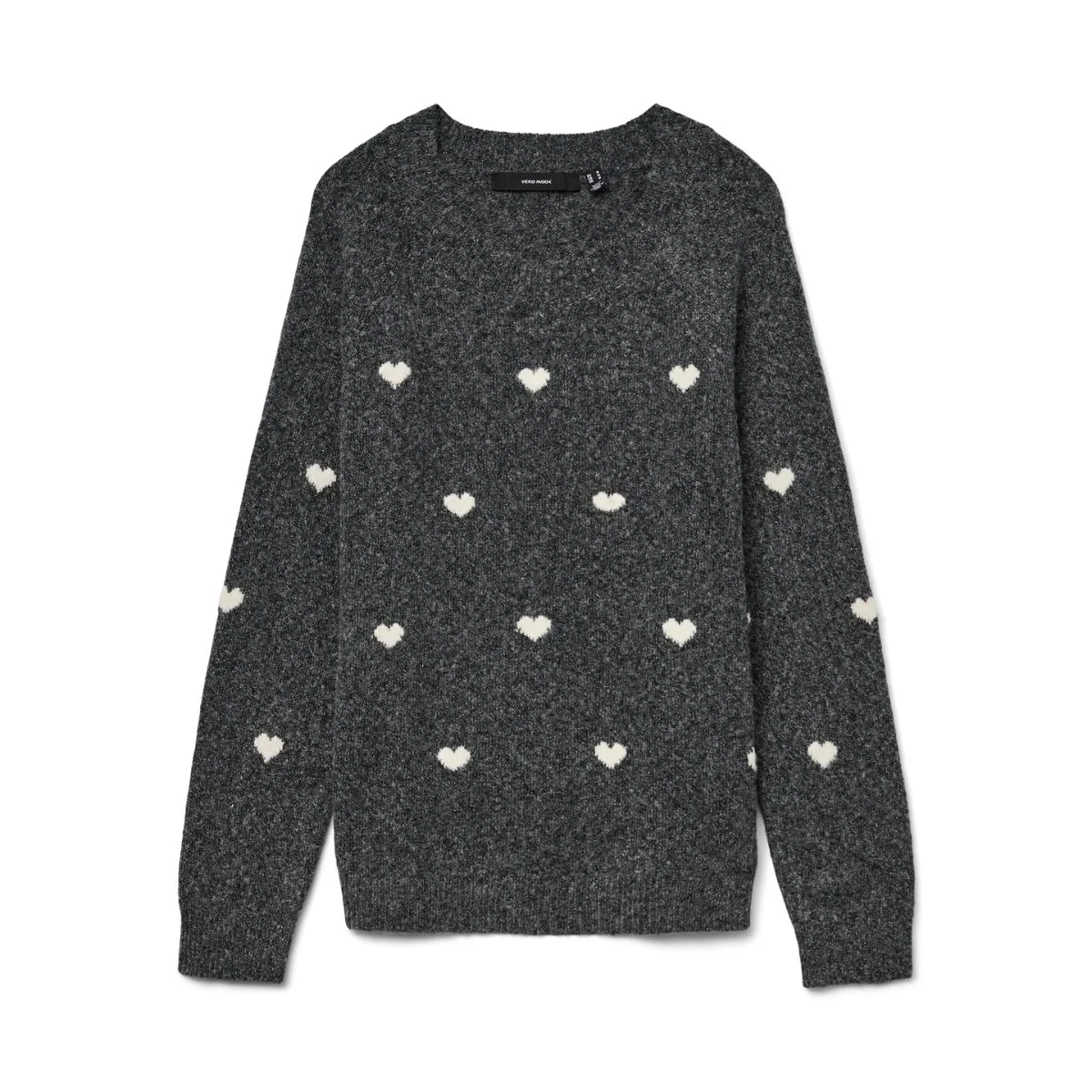 Pullover girocollo da donna grigio Vero Moda con dettagli cuori - Image 2