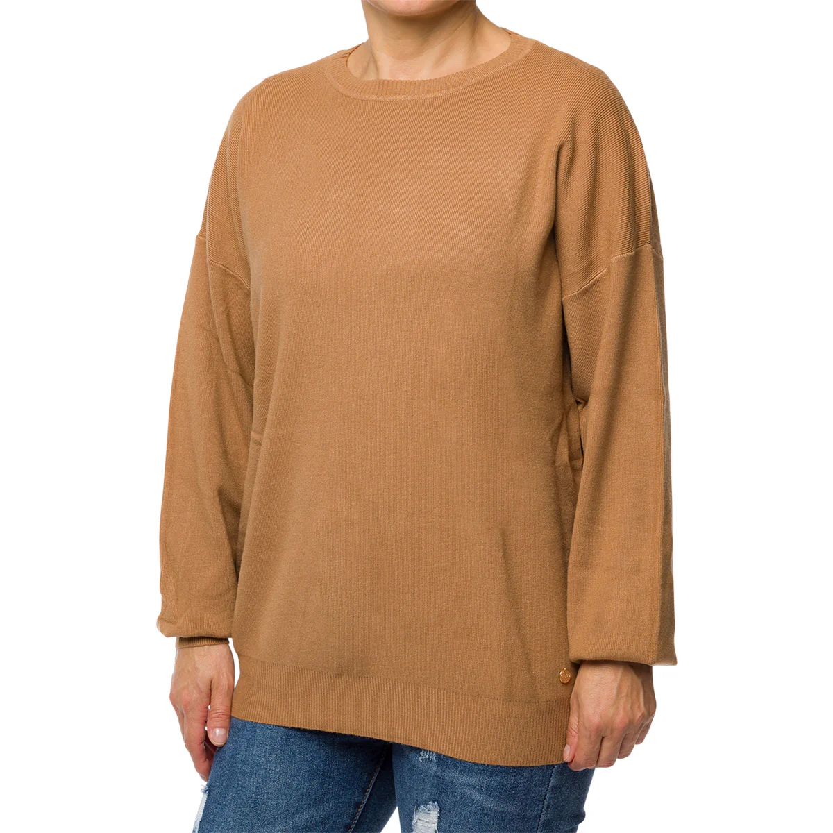 Pullover girocollo marrone da donna Swish Jeans