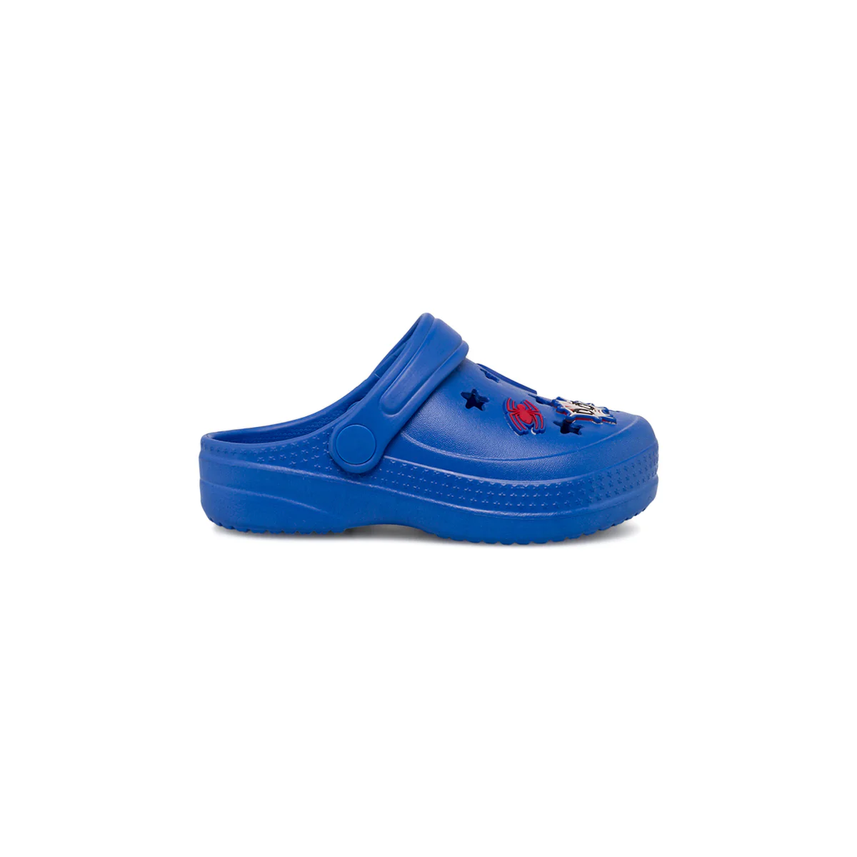 Sabot blu da Bambino con cinturino posteriore e applicazioni Spiderman