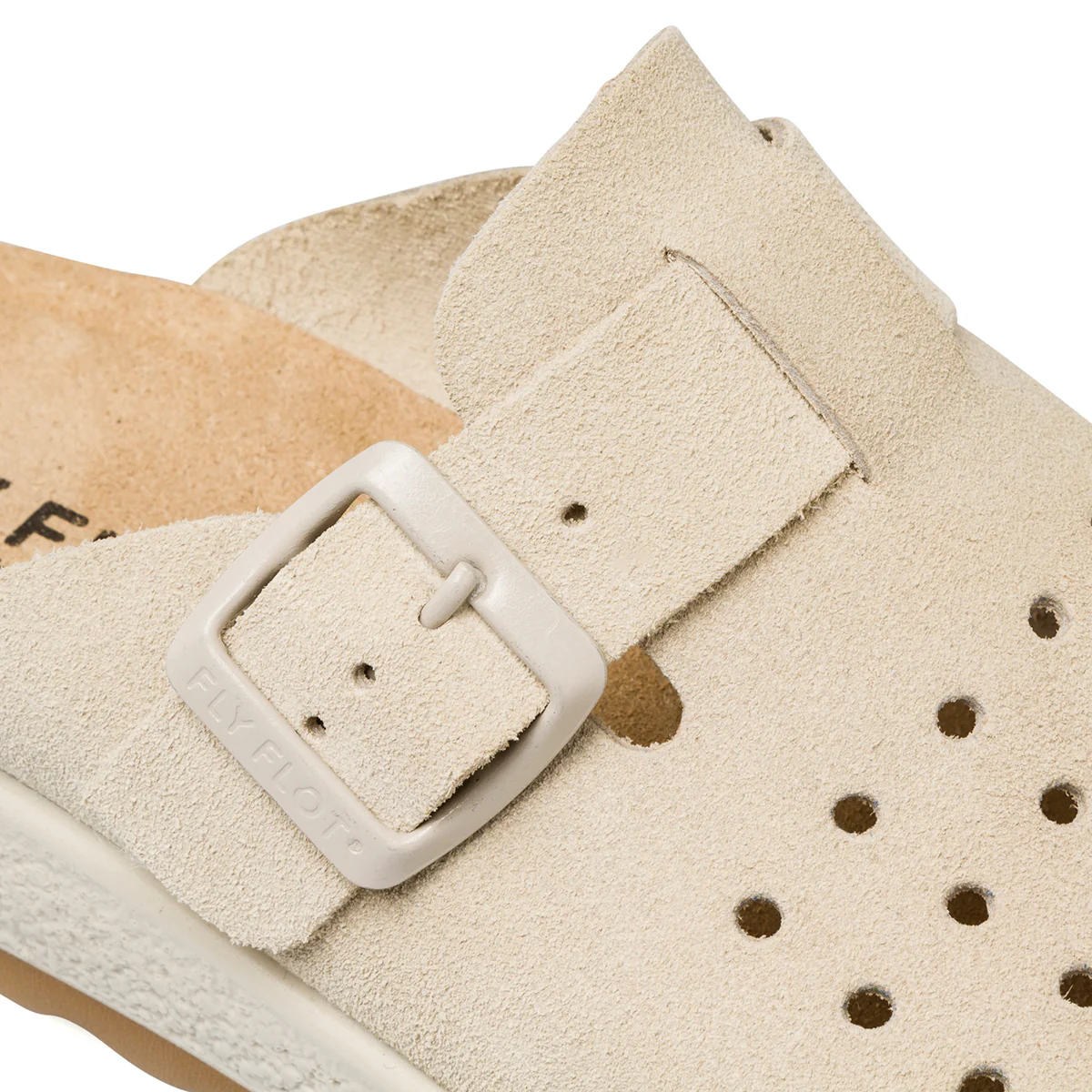 Sabot da donna beige in pelle scamosciata con sottopiede anti-shock Fly Flot - Image 7