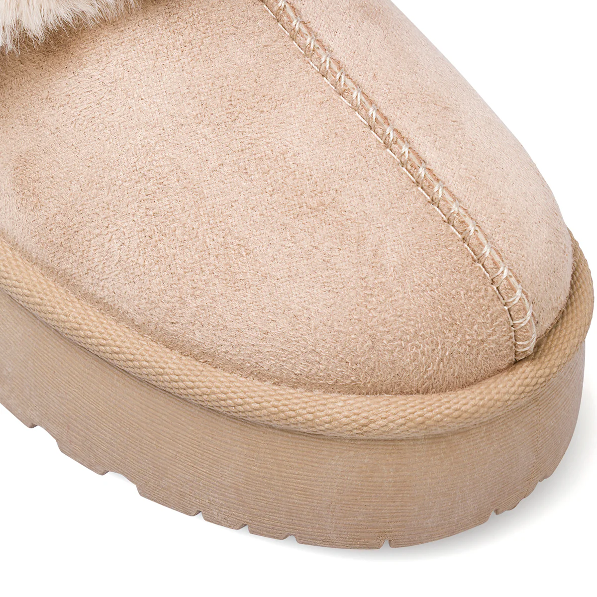 Sabot da donna beige in tessuto con fodera in pelliccia e suola platform Americanino - Image 4
