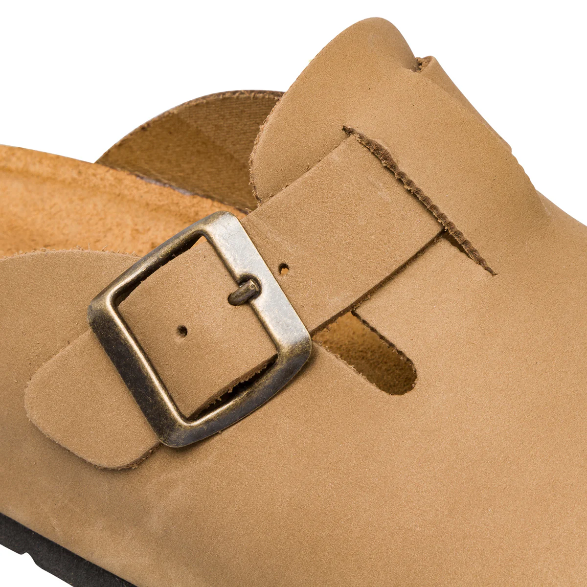 Sabot in pelle taupe da donna con cinturino e fibbia Easywalk - Image 6