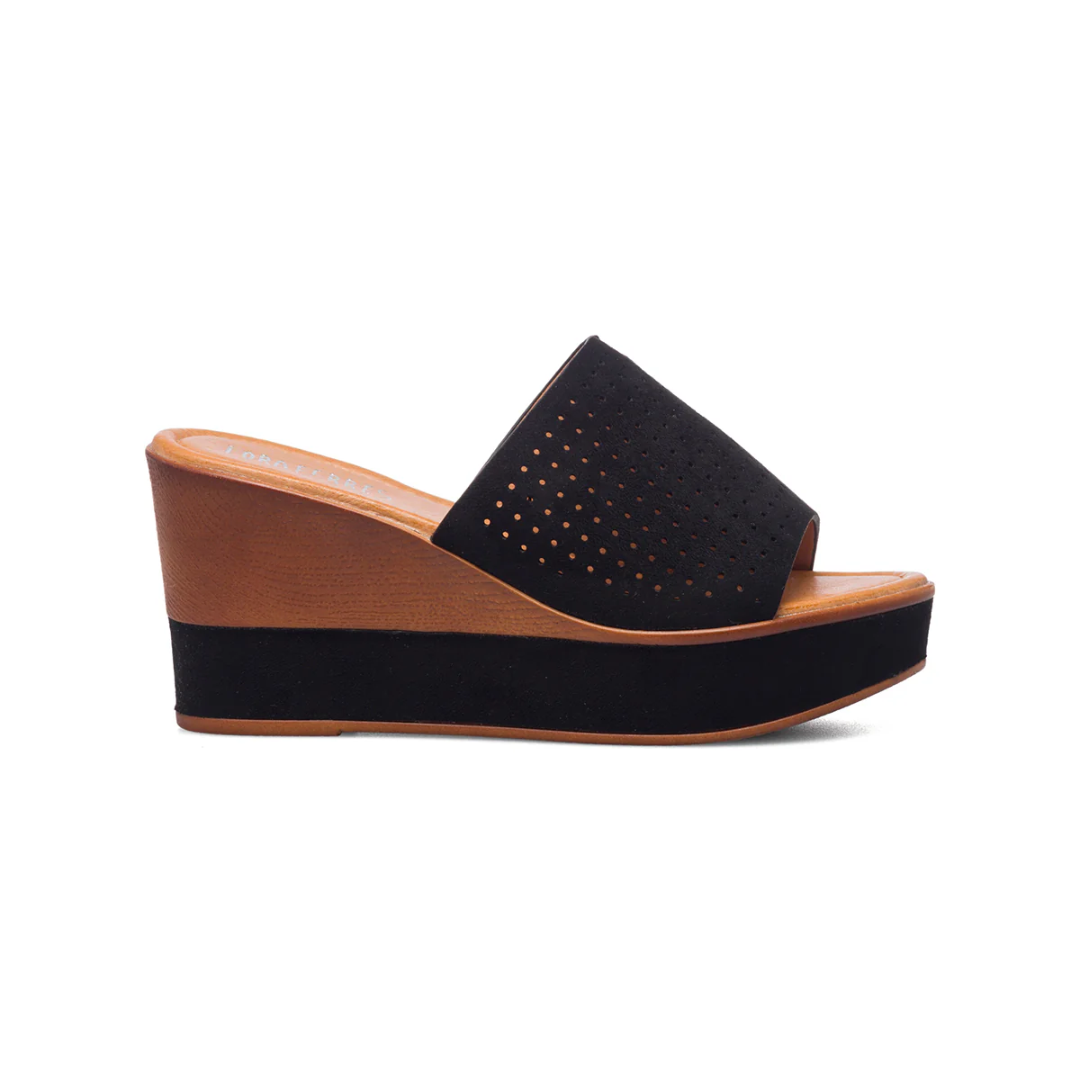 Sandali traforati neri con zeppa 8 cm Lora Ferres