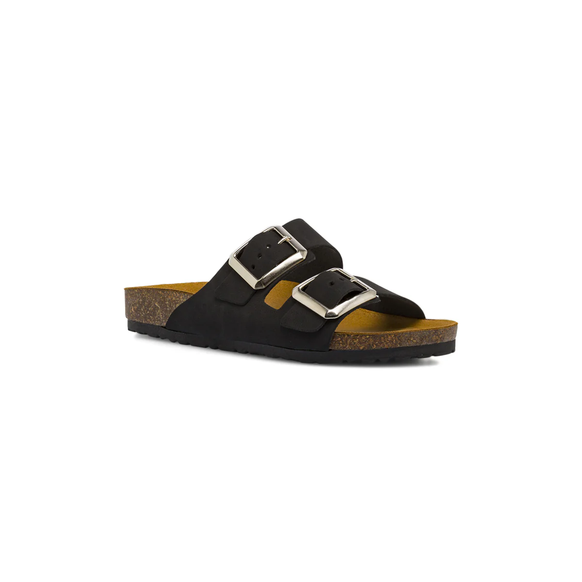 Sandali a fascia Donna Neri con fibbie argentate Lora Ferres