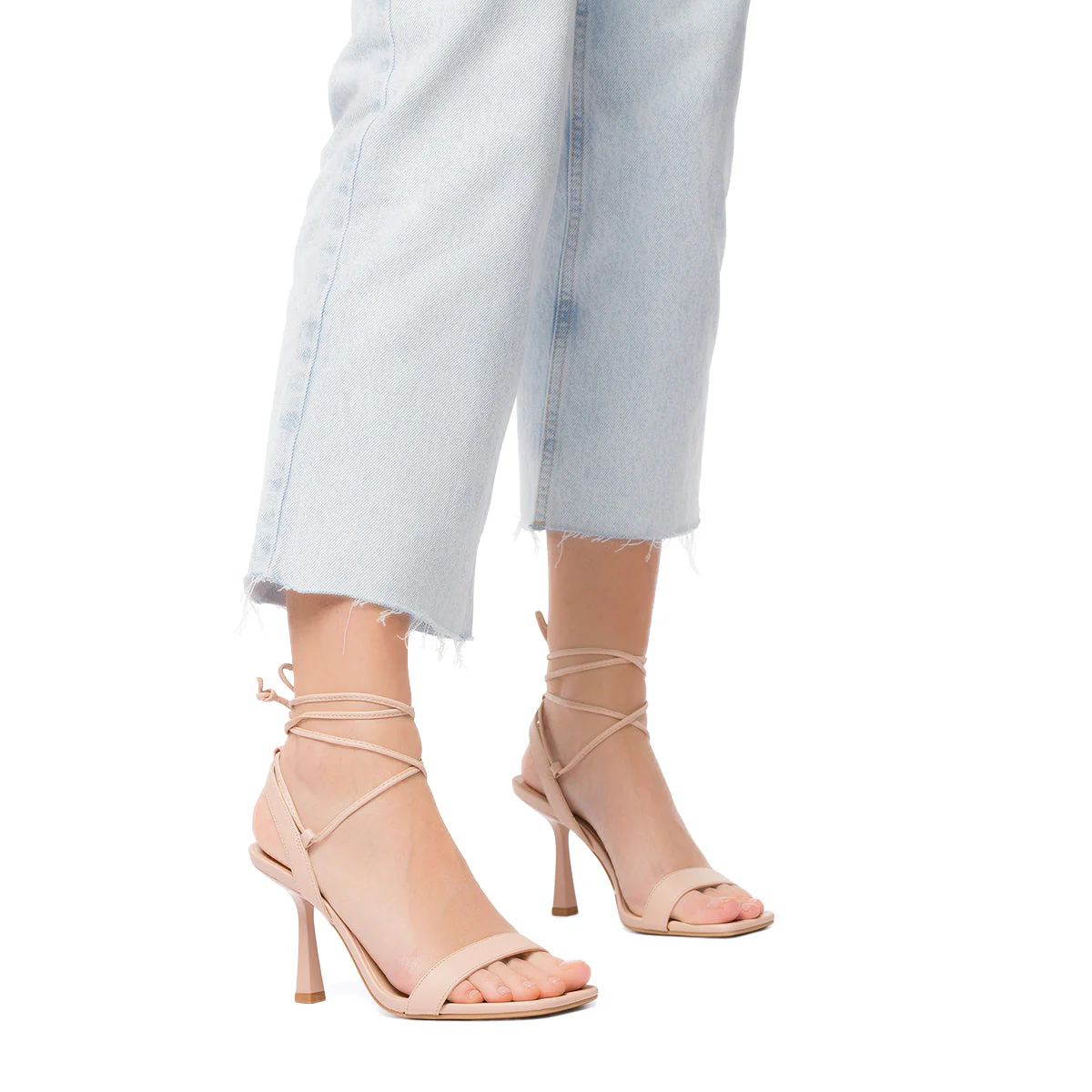 Sandali alla schiava color nude da donna con tacco 8 cm e laccetti alla caviglia Swish Jeans - Image 3