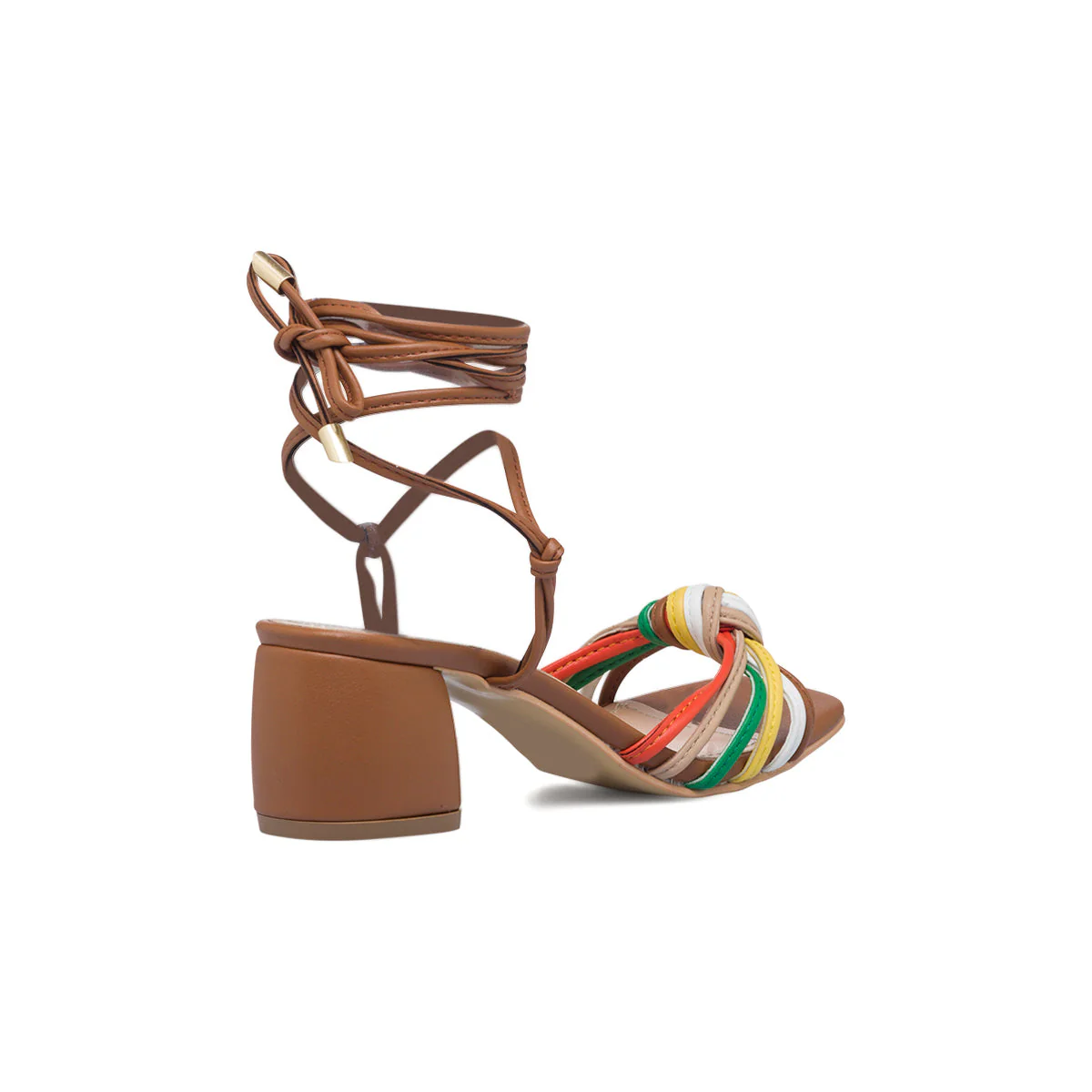 Sandali alla schiava marroni da donna con tacco a blocco 5 cm e fascette colorate Romeo Gigli Milano - Image 6