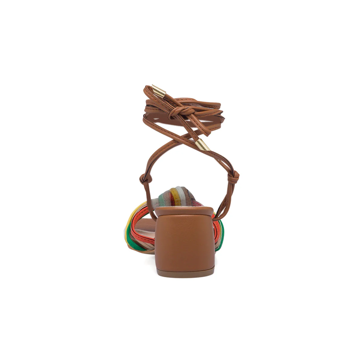 Sandali alla schiava marroni da donna con tacco a blocco 5 cm e fascette colorate Romeo Gigli Milano - Image 7
