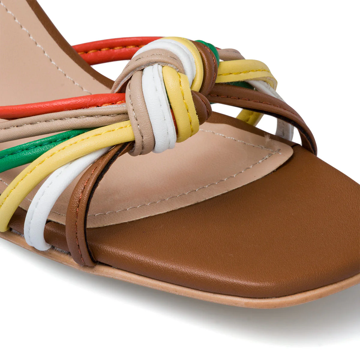 Sandali alla schiava marroni da donna con tacco a blocco 5 cm e fascette colorate Romeo Gigli Milano - Image 8