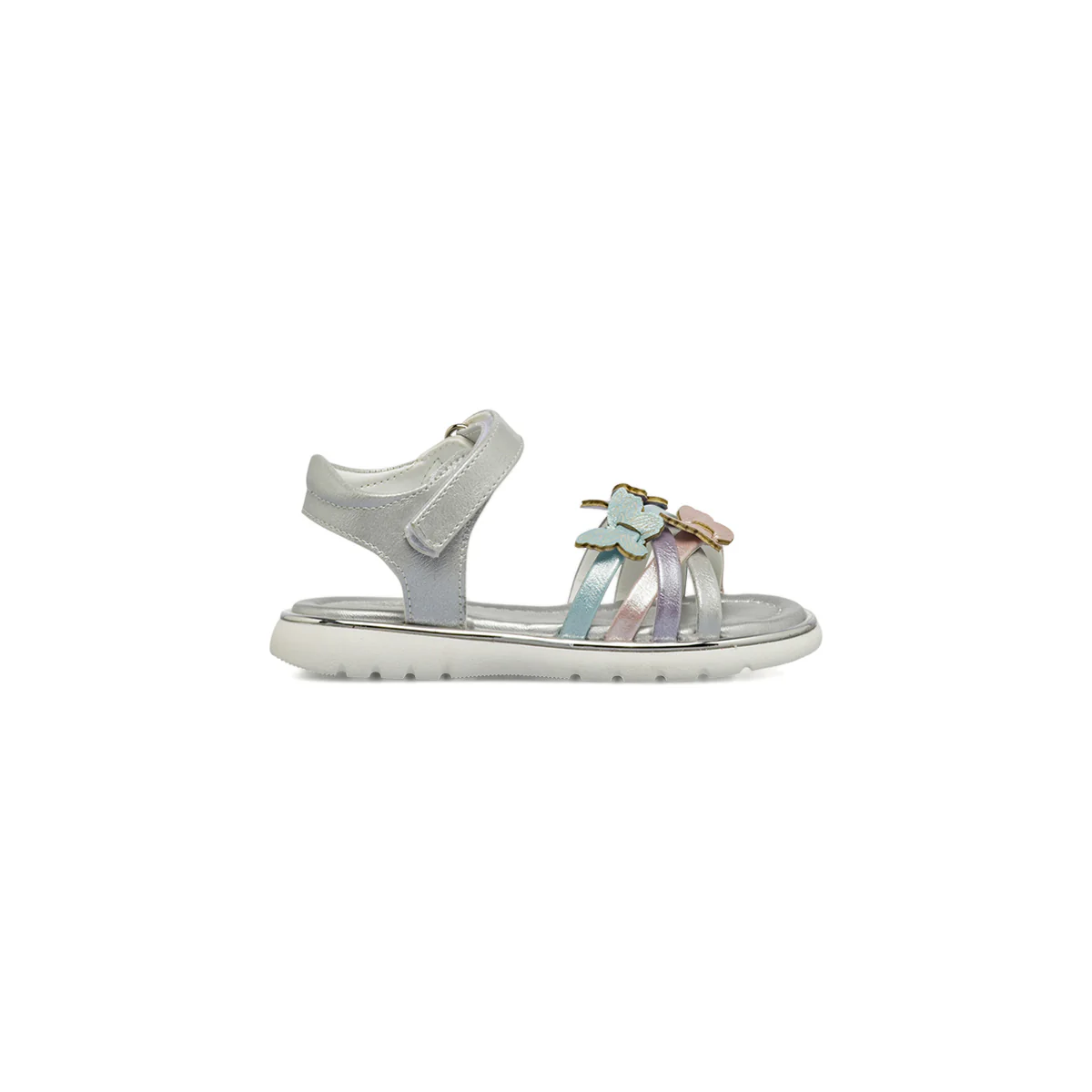 Sandali argento da Bambina con farfalle multicolor Le scarpe di Alice