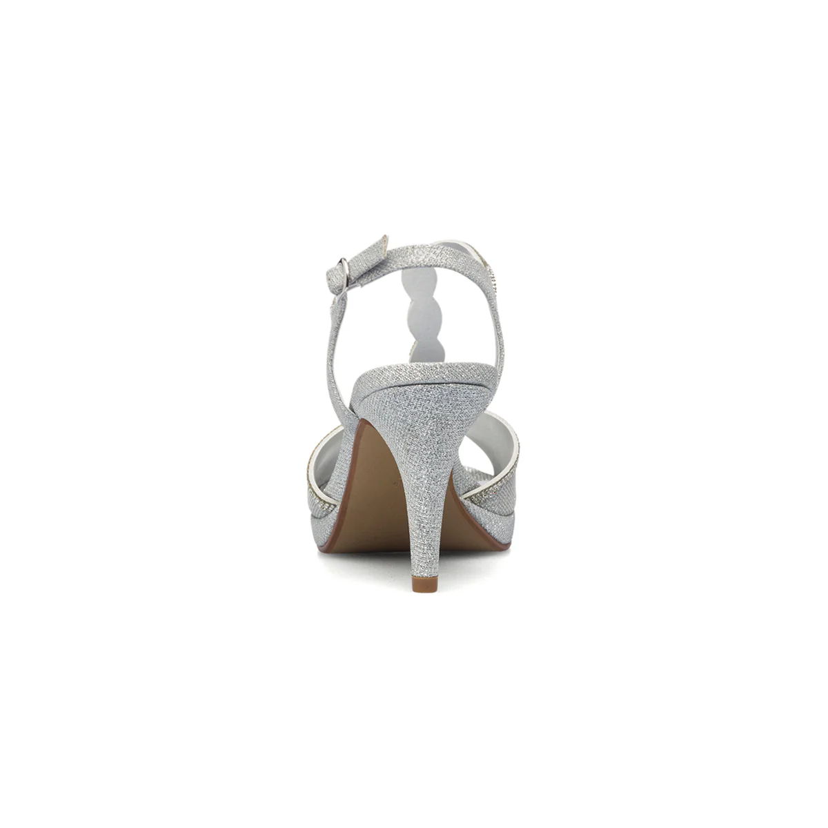Sandali gioiello argento da donna con strass e tacco 8 cm Lora Ferres - Image 4