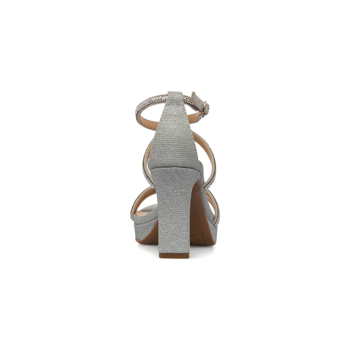 Sandali argento da donna con tacco 9 cm e dettaglio gioiello glitter strass Lora Ferres - Image 6