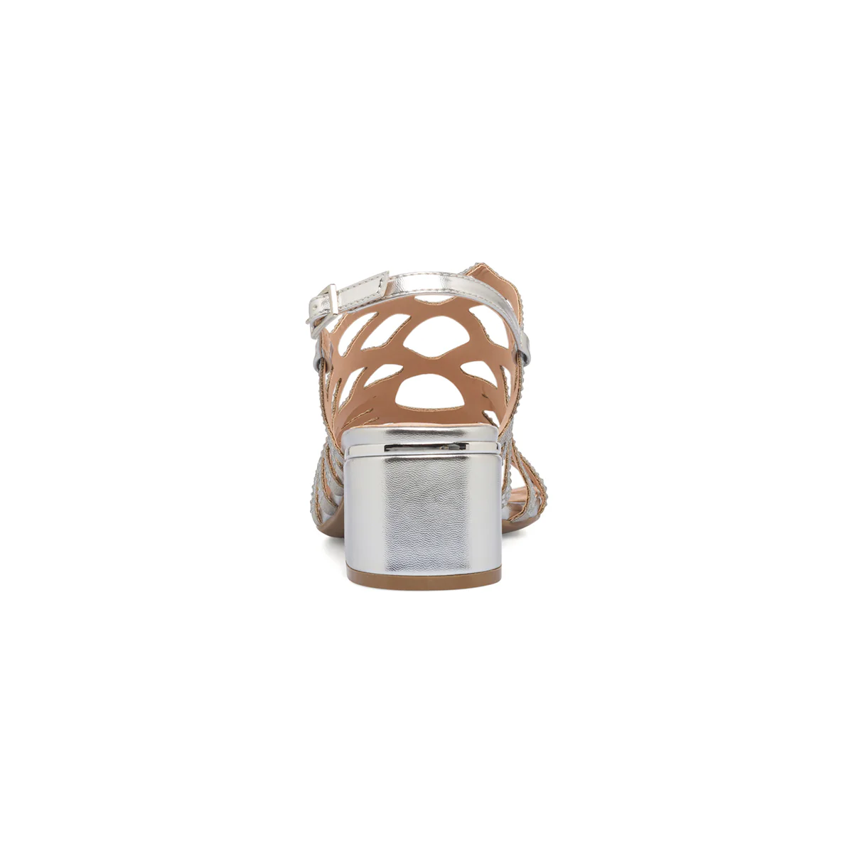Sandali argento da donna con tacco a blocco 5 cm e strass gioiello Lora Ferres - Image 4