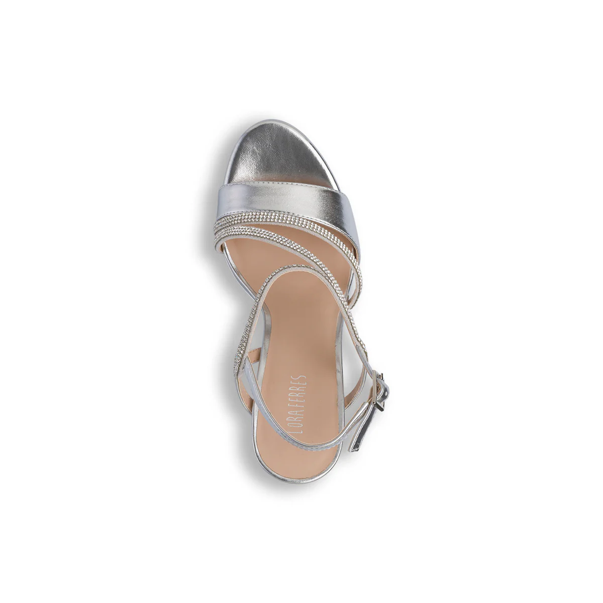 Sandali argento da Donna con tacco a colonna 10 cm e Strass Gioiello Lora Ferres - Image 8