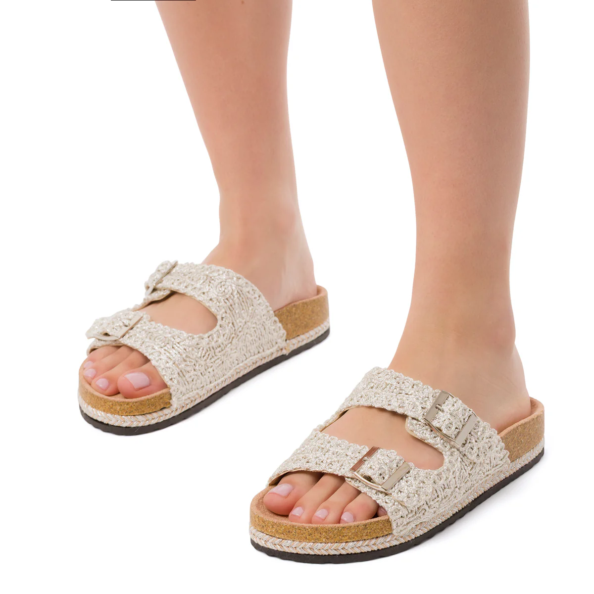 Sandali argento da Donna con tramatura effetto crochet Lora Ferres - Image 2