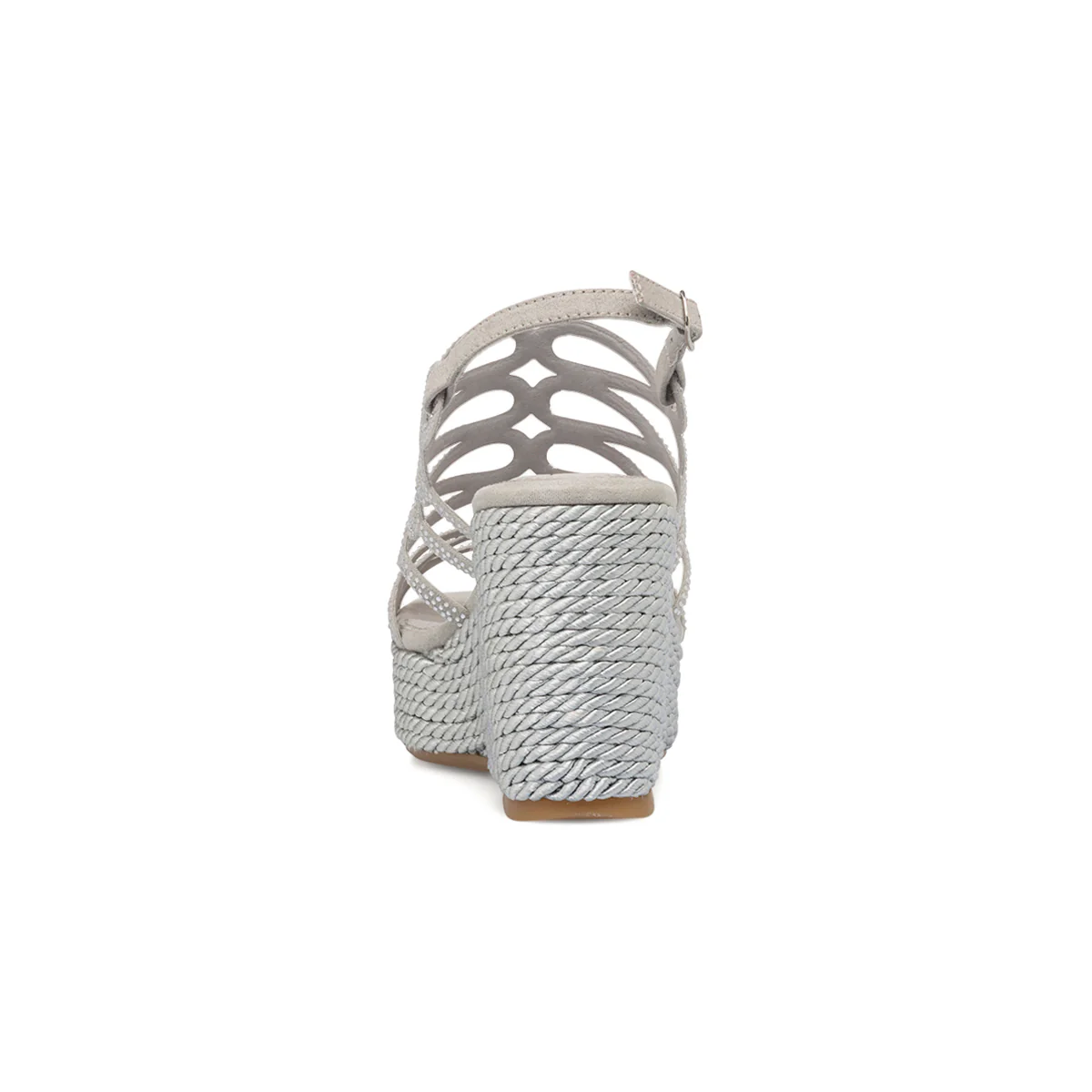 Sandali argento da donna con zeppa in corda 6 cm e strass Lora Ferres - Image 4