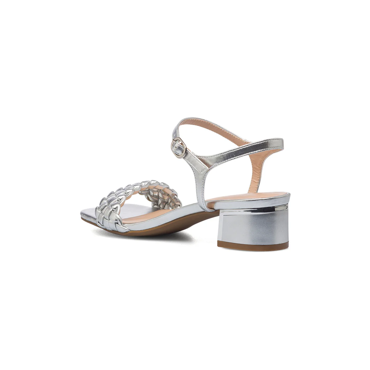 Sandali argento da donna effetto intrecciato con tacco 4 cm Lora Ferres - Image 3