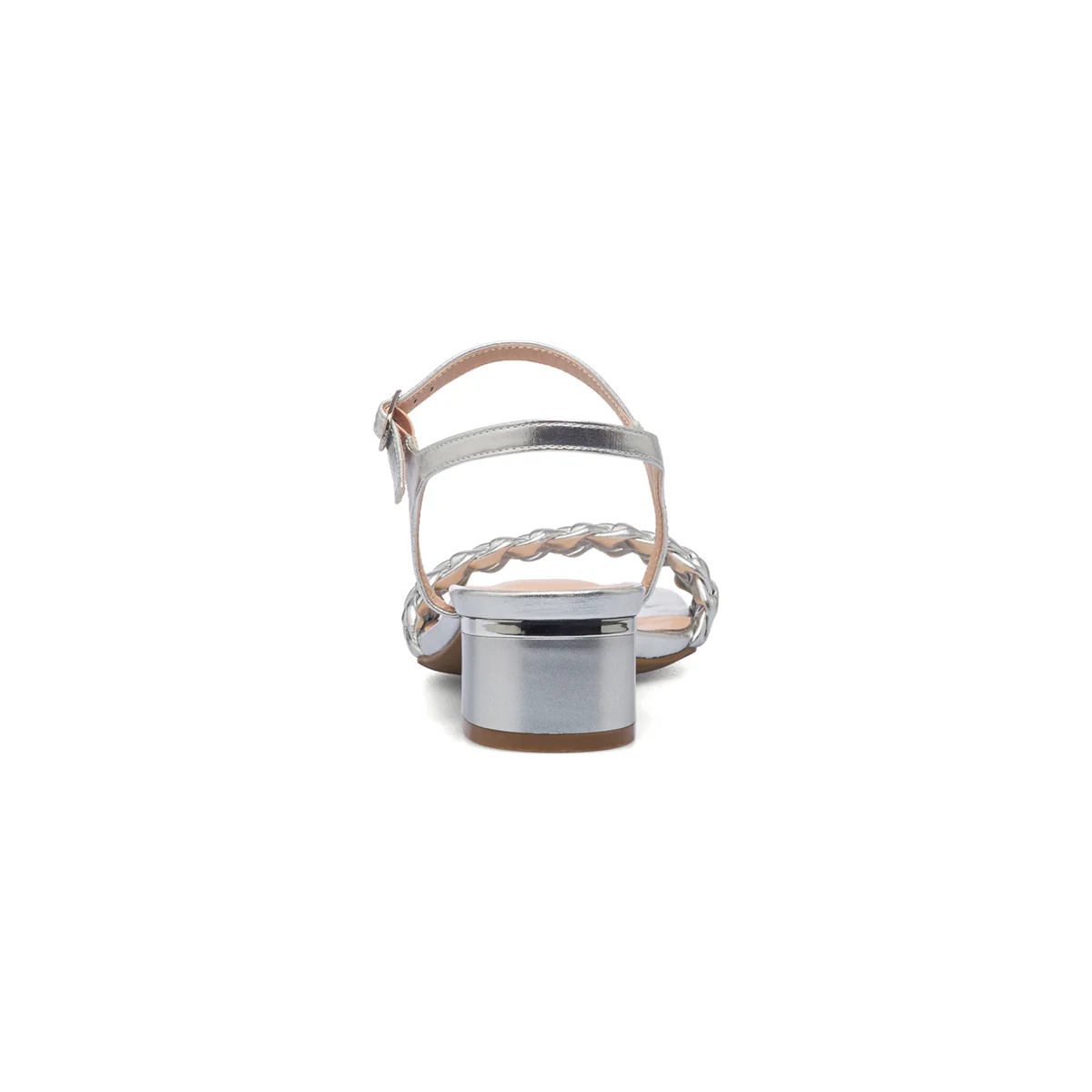 Sandali argento da donna effetto intrecciato con tacco 4 cm Lora Ferres - Image 4