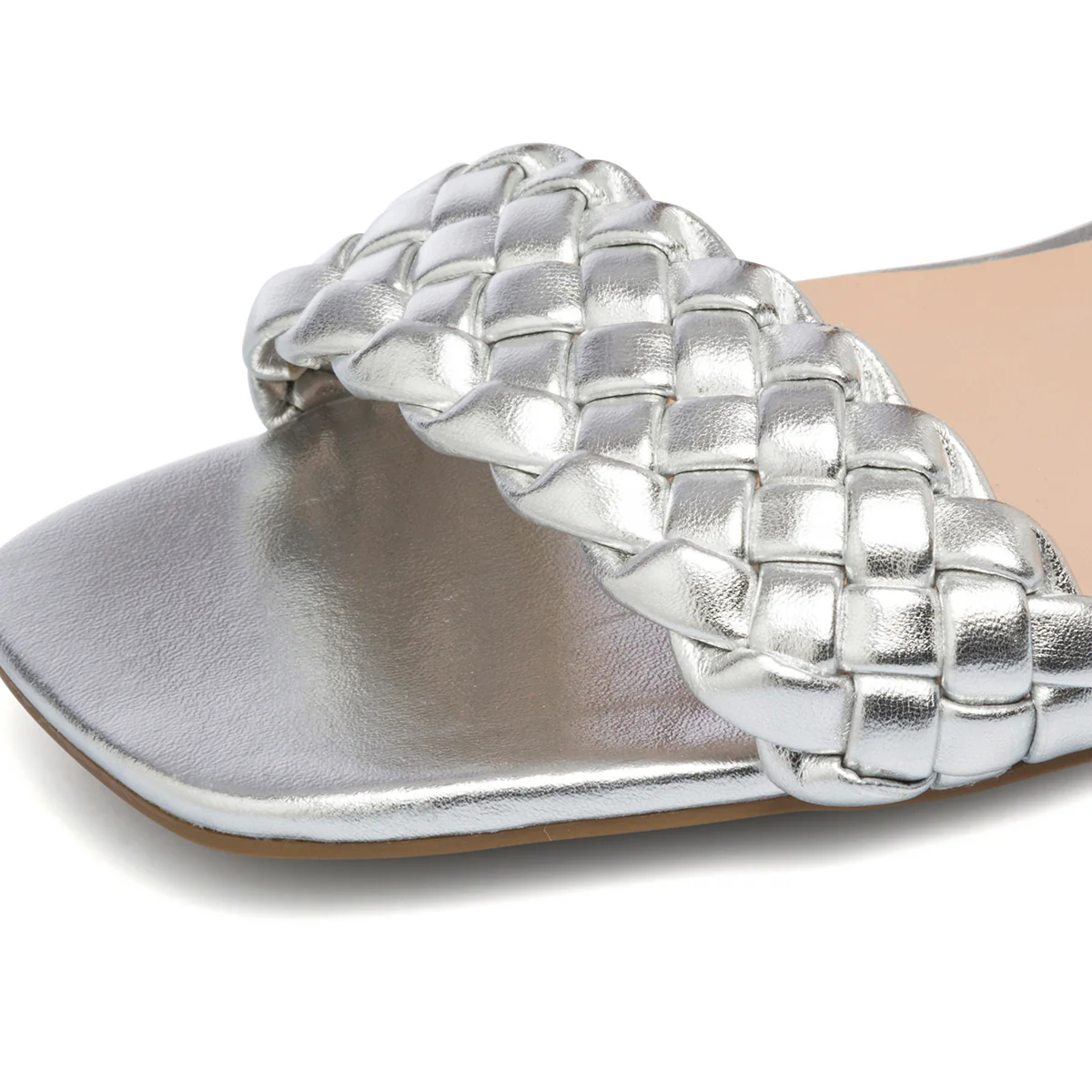 Sandali argento da donna effetto intrecciato con tacco 4 cm Lora Ferres - Image 5