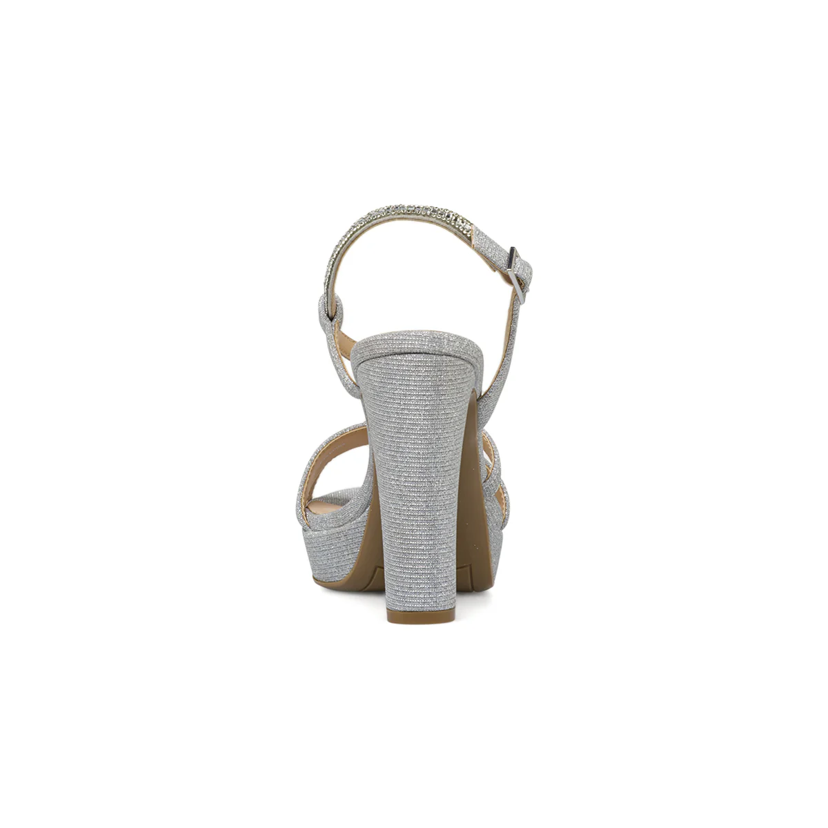 Sandali Argento Donna con strass e tacco a colonna 11 cm Lora Ferres - Image 4